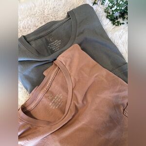 TWO Save Khaki United Long Sleeve 100% Pima Cotton Tees Size XS